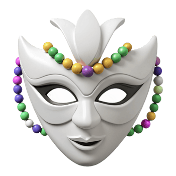 White Venetian Carnival Mask with Colorful Beads png