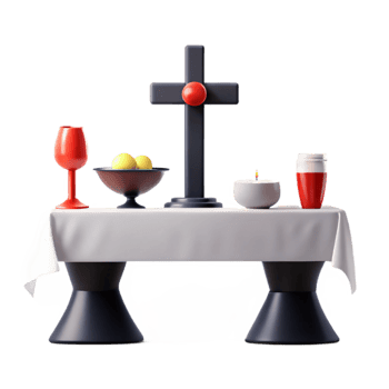 3D Rendered Religious Tabletop Setting png