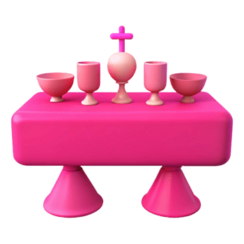 Pink Altar with Chalices and Cross png
