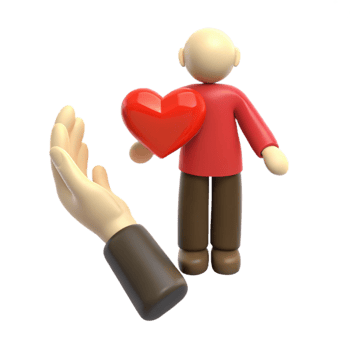 3D Cartoon Character Offering Red Heart png
