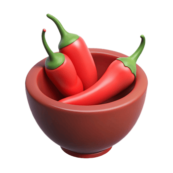 Red Chili Peppers in a Brown Bowl png