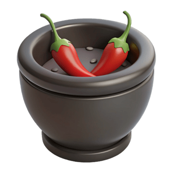 Two Red Chili Peppers in Mortar png