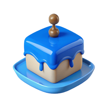 Blue Dripping Cake with Brown Topper on Blue Plate png