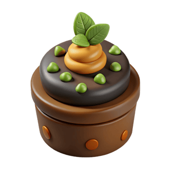 Chocolate and Orange Dessert with Green Leaves png