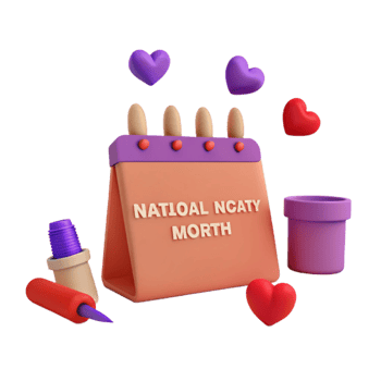 Celebrate National Ncaty Month with Hearts and Fun png
