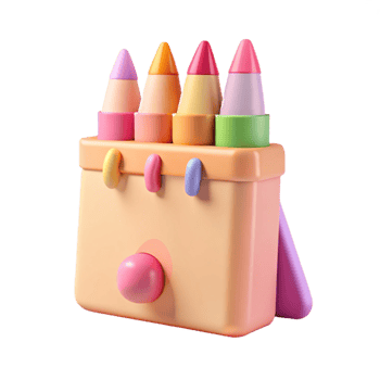 3D Colorful Crayon Set in a Box png