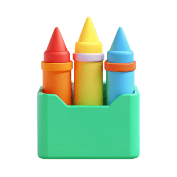 Colorful Crayons in a Green Box png