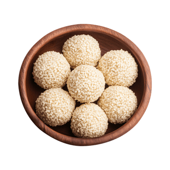 Indian Sweet Tilgul Laddu with Mungfali and Gud, Isolated on a Transparent Background for Product Banners and Covers. png