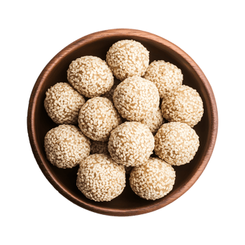 Healthy Tilgul Laddu Made with Peanuts, Gud, and Sesame, Isolated on a Transparent Background for Decorative Promotions and Marketing Use. png