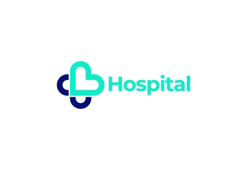 Logo letter B with symbol medical plus, Creative template for hospital and healthcare. vector