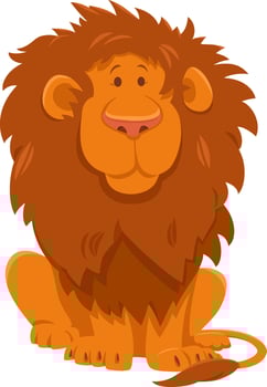funny cartoon lion wild animal character vector