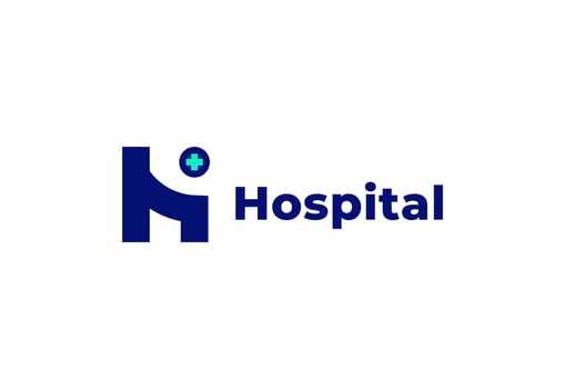 Logo letter H with symbol medical plus, Creative template for hospital and healthcare. vector