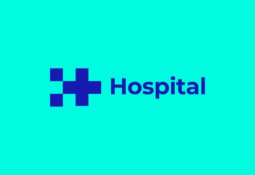 Logo letter H with symbol medical plus, template for hospital vector