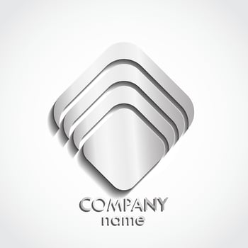 3d metal square logo on white background illustration vector