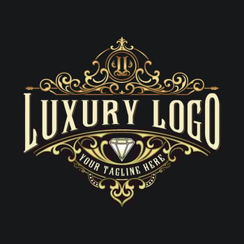 luxury vintage logo. ornament with diamond icon, perfect for jewelry or beauty and care product labels vector