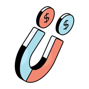 A colored design icon of attract money vector