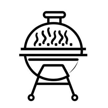 BBQ grill icon in black and white on a transparent background png