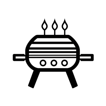 BBQ grill icon in black and white on a transparent background png
