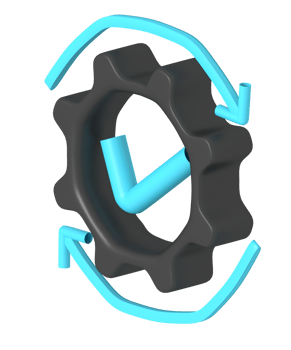 3D Gear Illustration with Circular Motion Design png