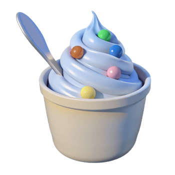 Frozen Dessert with Colorful Toppings in a Cup png