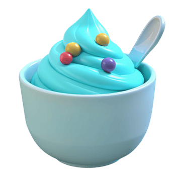 Blue Frozen Dessert with Colorful Toppings in Bowl png