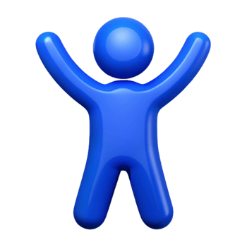 Blue 3D Stick Figure With Arms Raised png