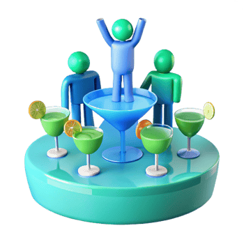 3D Rendering of a Party with Cocktails and Friends png