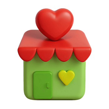 3D Cartoon House with Heart on Top png