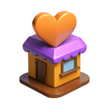 3D Rendered House with Heart on Top png