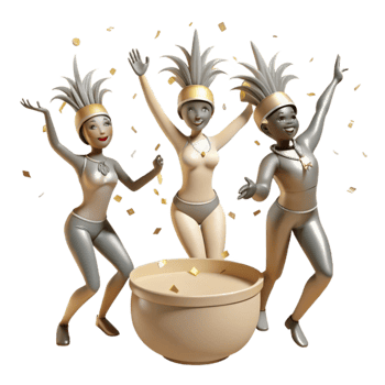 Three Cheerful Characters in Festive Attire png