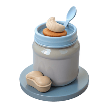 Jar of Nut Butter with Spoon and Cashew png