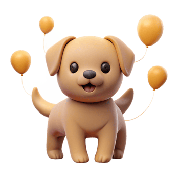 Cute Cartoon Puppy with Balloons png