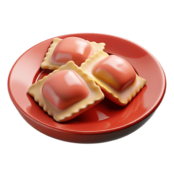 Three Ravioli on a Red Plate png