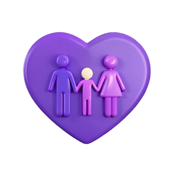 Purple Heart Family Illustration png