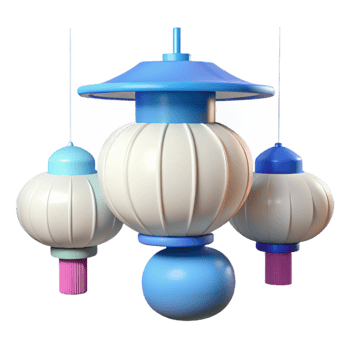 3D Rendered Blue and White Lantern Decoration png