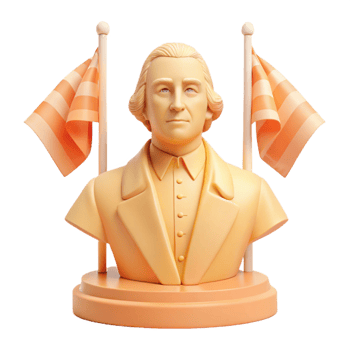 3D Rendered Bust of a Man with Flags png