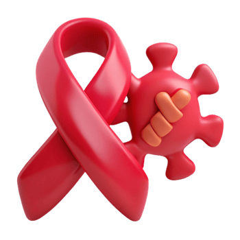 Red Ribbon and Virus Symbol A Representation of Hope and Resilience png