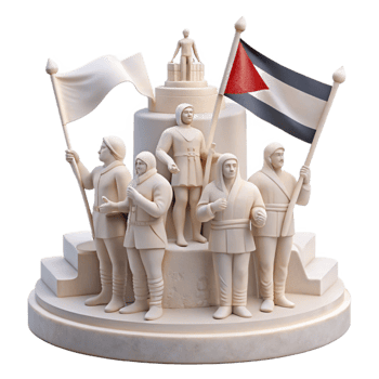 Monumental Sculpture of Five Figures Holding Flags png