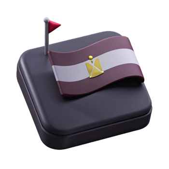 3D Flag Icon with a Gold Emblem on a Purple Square png