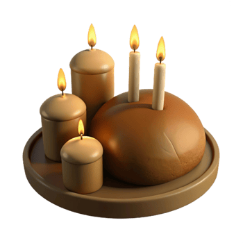 Candles on a Tray with Round Object png