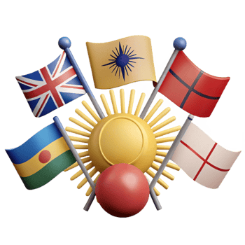International Unity Symbol with Flags and Sun png