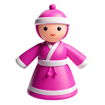 Cute Cartoon 3D Character Wearing a Pink Robe png