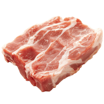 Fresh raw pork cut on a clean transparent background ready for cooking or preparation in a kitchen setting, Raw pork on transparent background png