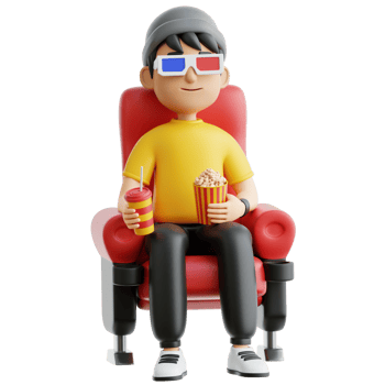 Watching Movie 3d Illustration png