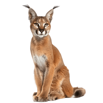Caracal front view full body isolate on transparency background png