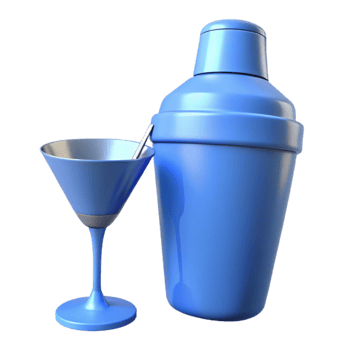 Blue Cocktail Shaker and Martini Glass png