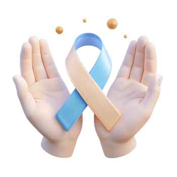 Blue and Beige Awareness Ribbon Held by Two Hands png