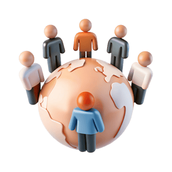 Global Unity A 3D Representation of People Coming Together png