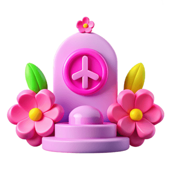 3D Render of a Peace Sign with Flowers png