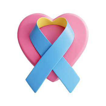 Blue Ribbon Wrapped Around Pink Heart 3D Render png